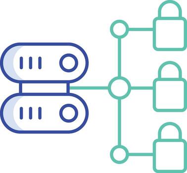 database Locks outline color icon design vector
