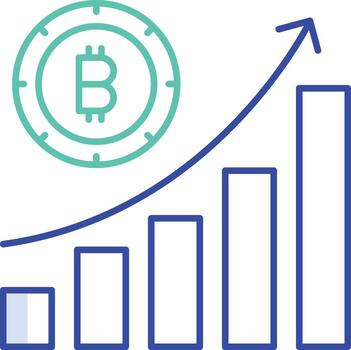 bitcoin graph up outline color icon design vector