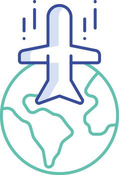 globe flight outline color icon design vector