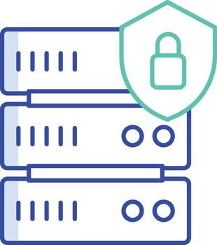 server Lock outline color icon design vector