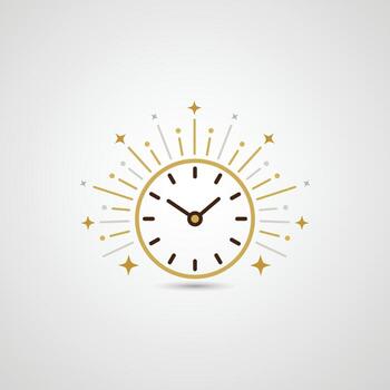 Golden Clock with Festive Sparkles vector