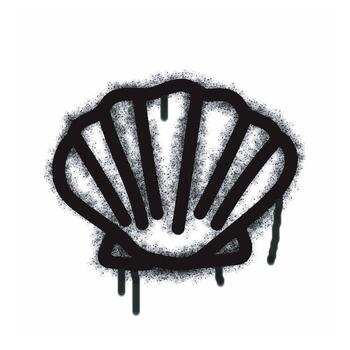 A shell spray icon isolated on a white background. A shell spray graffiti icon in black on a white background. vector