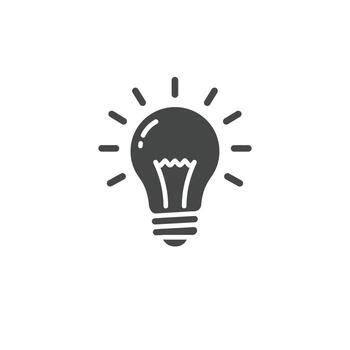 Light bulb solid icon representing creative innovation and generation of new business ideas vector