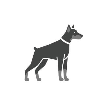 Guard dog solid icon symbolizing property security and active protection from threats vector