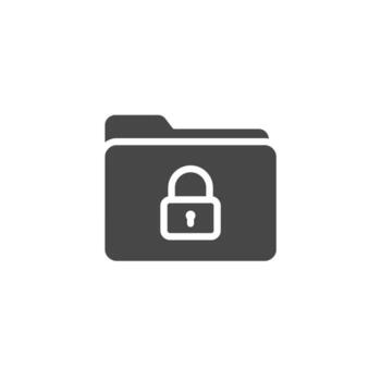 Secure folder lock icon for data protection and confidential file information storage vector