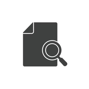 Research document with a magnifying glass for auditing and information analysis vector