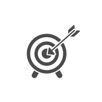 Hitting the target with an arrow in the bullseye for success and achievement vector