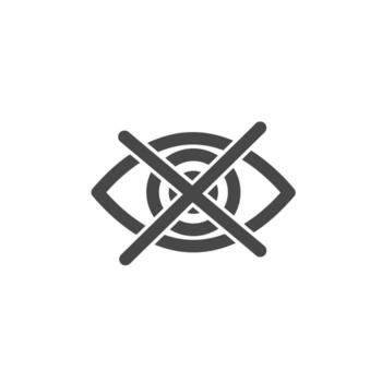 Privacy protection icon with a slashed eye for anonymity and secure hidden content vector