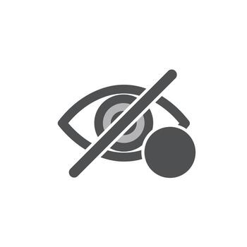 Eye with a slash solid icon for privacy protection and online data anonymity vector