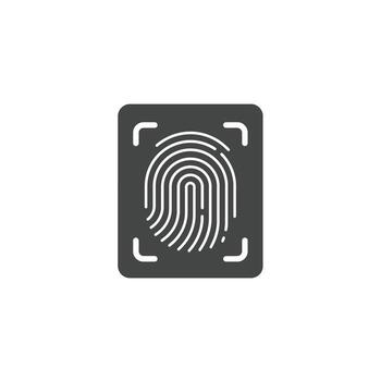 Fingerprint scanner solid icon for biometric security and personal access control vector