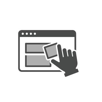 A hand is touching a computer screen with a card vector