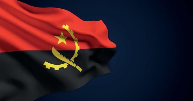 Flag of Angola flying in the wind vector