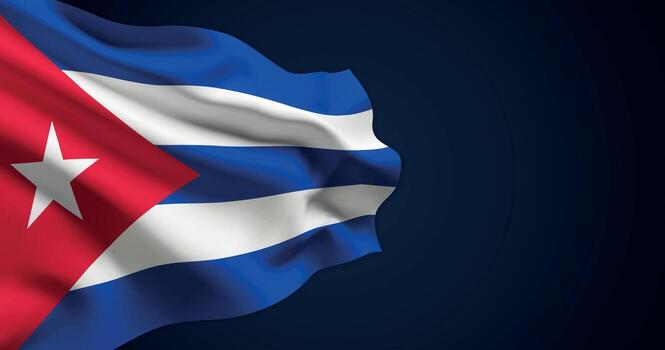 Cuban flag waving in strong wind vector