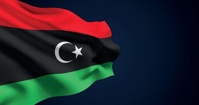 Libyan flag waving in the wind vector