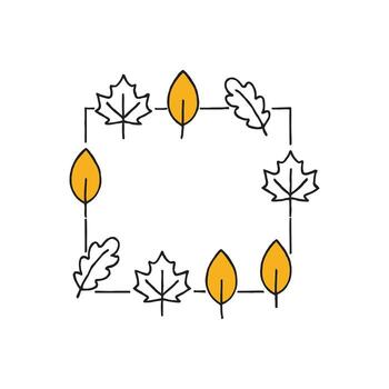 Minimalist Autumn Leaf Frame with Oak and Maple Border vector
