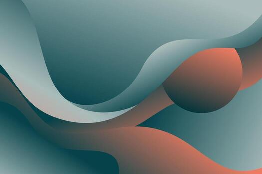 Abstract Teal and Coral Gradient Waves with Overlapping Spherical Shapes vector