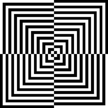 Pattern with optical illusion. Quadrangular black and white shapes form a pattern with hypnotic delusion effect vector