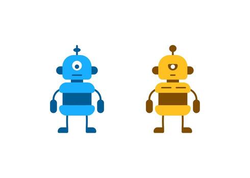 Cute minimalist robots, modern design for technology and education projects vector