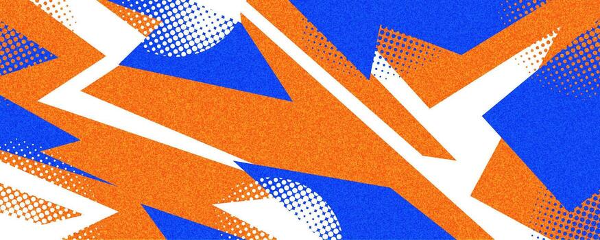 Abstract Background with Dynamic Blue and Orange Shapes, Halftone Style and Texture Effect. Template for Sport or Event Banner and Poster Design vector