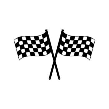 Checkered flags cross, signaling the end of a race on a white canvas, creating a sense of victory and competition. vector