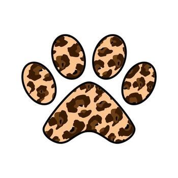 Leopard paw print stands out against a white surface, showcasing a wild and playful theme with its animal print design. vector