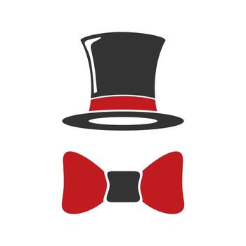 Top hat and bow tie represent a formal event with elegance and style, suggesting a sophisticated and classic theme. vector