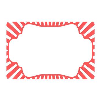 Red and white striped frame with blank space offers festive border for holiday greetings or product labels, creating a cheerful and inviting presentation. vector