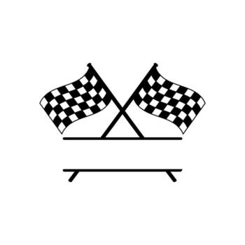 Checkered flags wave above blank banner, symbolizing victory at the finish line of a race, creating a sense of excitement and competition. vector