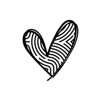 Stylized heart shape with curved lines floats on white, symbolizing love and connection with a modern, minimalist aesthetic. vector