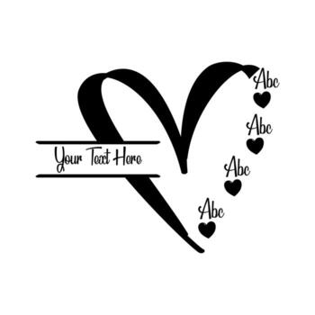 Heart shape with customizable text and smaller hearts floats on a white canvas, perfect for personalized gifts and romantic themes. vector