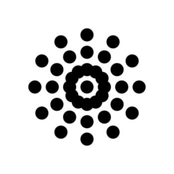 Circular pattern of dots radiates outward, creating a burstlike effect on a white surface, suggesting energy and movement. vector