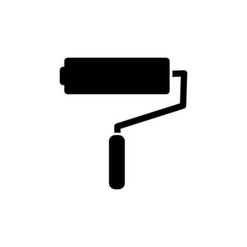 Paint roller applies fresh coat on wall, creating smooth surface with even coverage for home improvement project, conveying simplicity and utility. vector