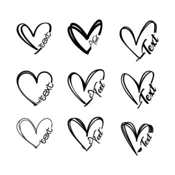 Hand drawn hearts with space for text offer a romantic and customizable element for expressing love and affection on a white backdrop. vector