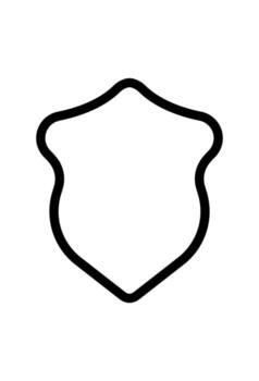 Outline classic curved shield crest symbol. Monochrome medieval protection and defense pictogram. Linear icon of a blank security or defense badge. vector