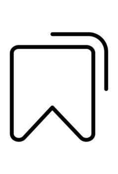 Outline bookmark icon for saving web pages or files. Simple linear symbol for save function in a digital app. Pictogram of a ribbon-like flag for favorite content. vector