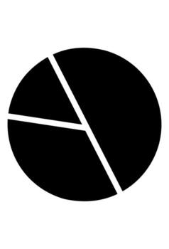 sólido negro tarta gráfico icono para datos análisis visualización. monocromo lleno símbolo para financiero reporte o estadística. pictograma representando un circular grafico con rebanadas vector