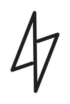 Outline abstract lightning bolt icon for power or energy. Minimal linear symbol for speed, fast, or electric charge. Geometric pictogram of a thunderbolt or flash sign. vector