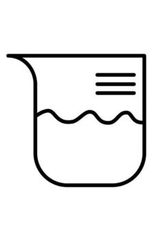 Outline icon of a beaker with a liquid line. Simple linear symbol for chemistry, measurement, or laboratory. Pictogram of a science experiment or research container. vector