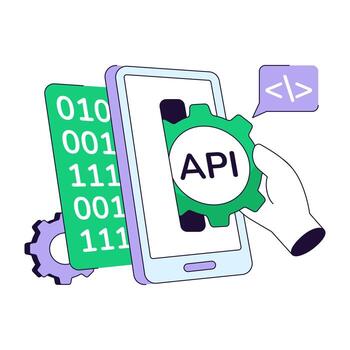 Trendy design icons of mobile api vector