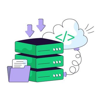 un plano ilustración diseño de nube servidor codificación vector