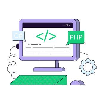 Unique flat design illustration of system coding vector