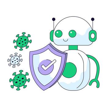 un plano ilustración diseño de robot seguridad aislado en blanco antecedentes vector