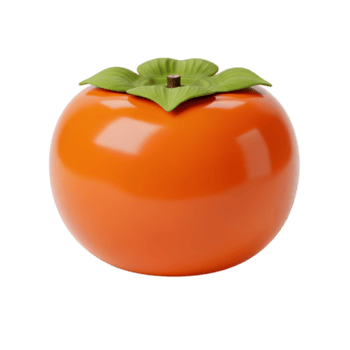 un Híper realista 3d representación de un soltero maduro naranja caqui Fruta con un verde cáliz, aislado para diseño utilizar png