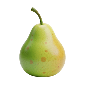 en färsk och mogen grön päron med en delikat stam, presenteras som en glansig 3d illustration isolerat på en transparent bakgrund för lätt använda sig av i design png