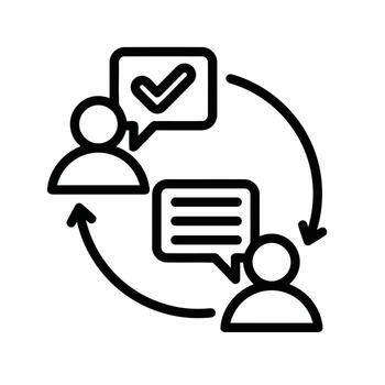 Communication and collaboration icon with checkmark vector