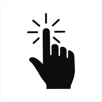 mano cursor hacer clic icono con destellos vector
