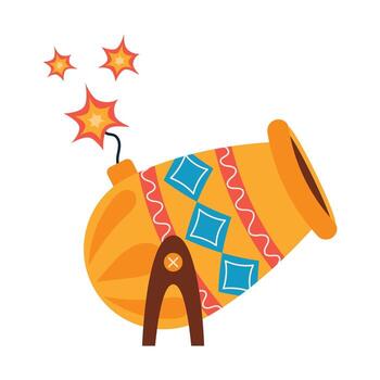 Circus cannon on a white background. of a circus cannon for magic tricks and stunts, in a flat style. vector