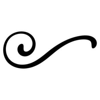 Elegant black flourish swirl curl spiral curve, minimal decorative line art vector