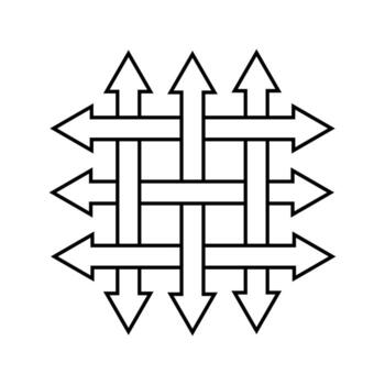 Symmetrical Grid Arrows Pointing in Multiple Directions, arrows arranged in grid pattern with alternating directions layout vector