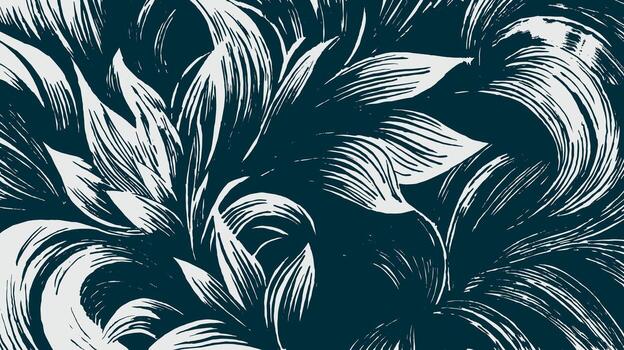 Elegant hand drawn abstract foliage pattern. Flowing brushstroke lines form organic leaf and wave shapes, creating a dynamic, modern, and timeless design. vector